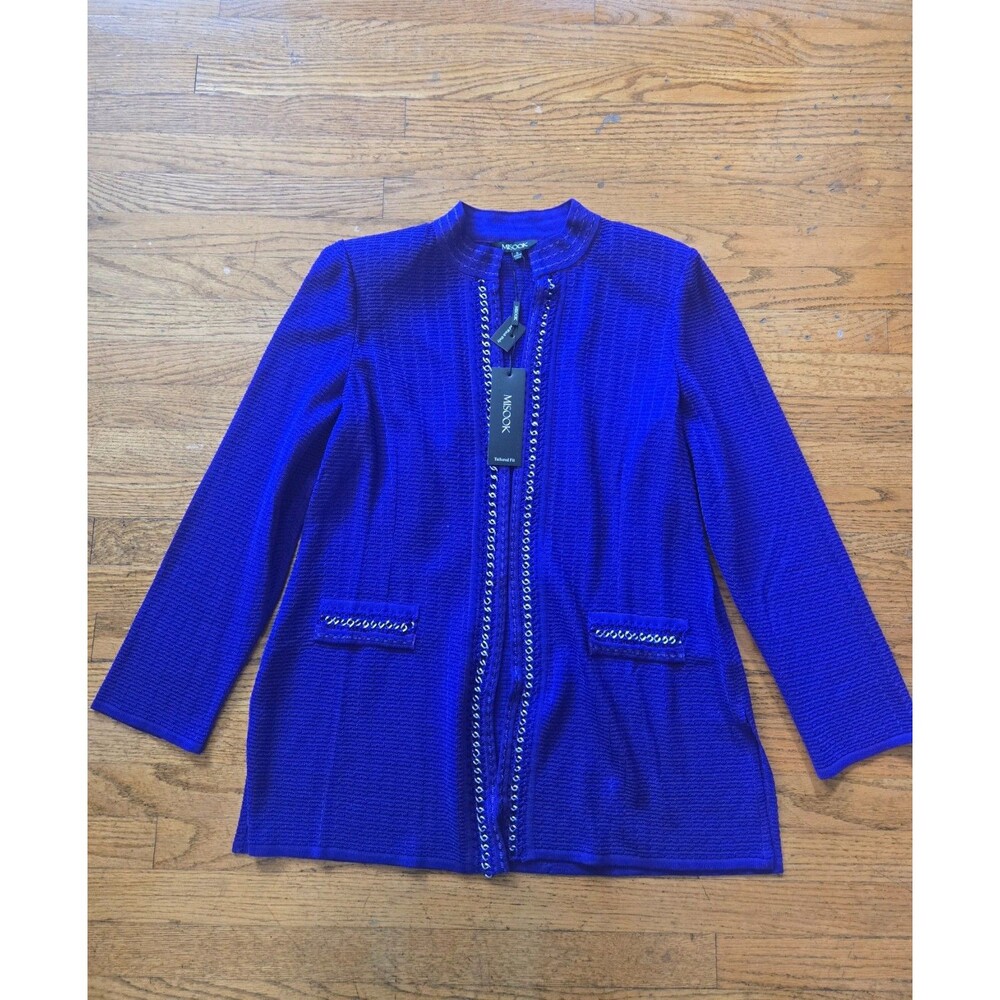 Misook Knit Cardigan Jacket Women's Small Purple Chain Trim Luxury Office NWT
